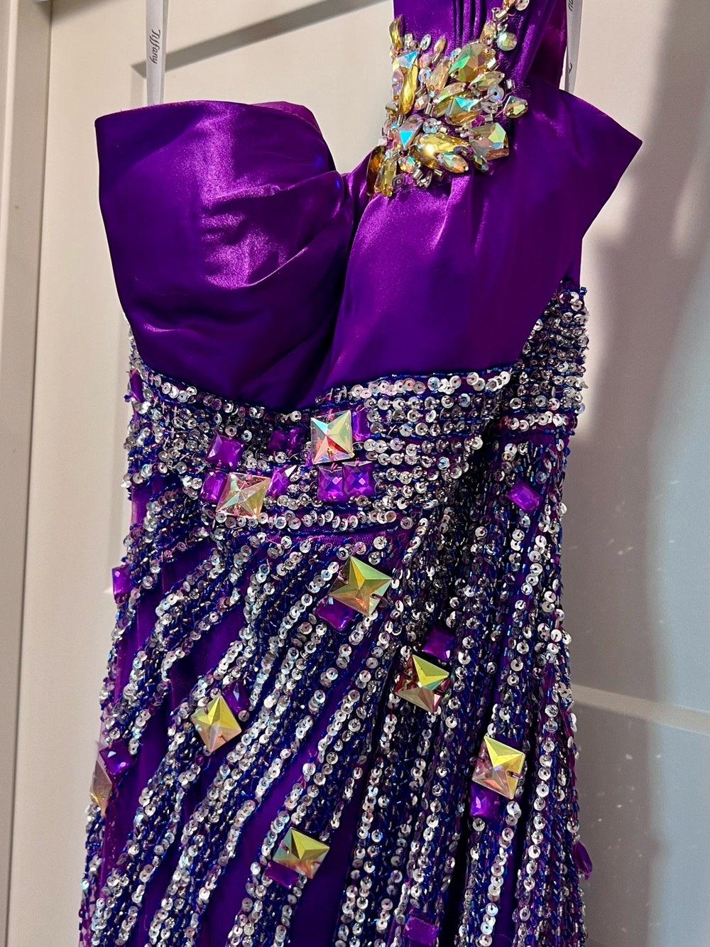 Tiffany Designs One-Shoulder Purple Evening Gown - Picture 5 of 8
